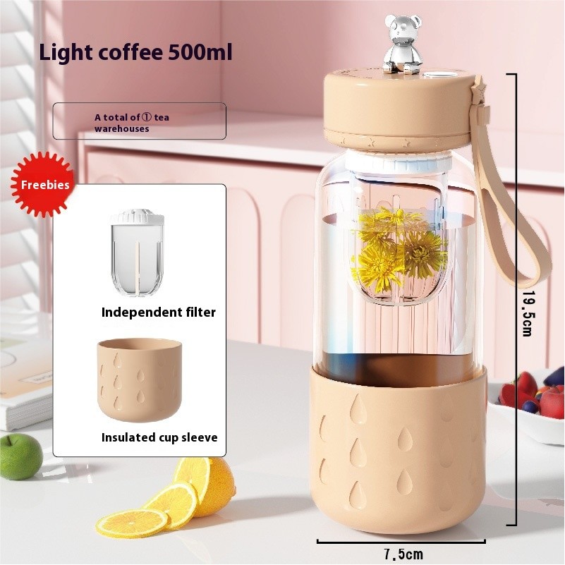 Taza de agua de vidrio magnética con separación de agua para té, sellada sin fugas, vaso con infusor, botella de agua con filtro para té