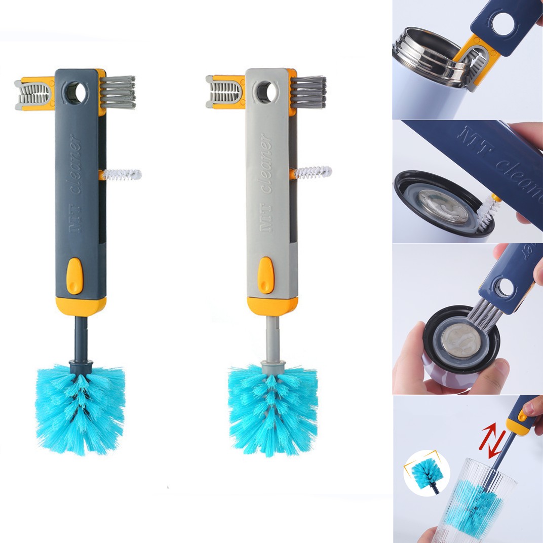 Cepillo limpiador de huecos para botellas 4 en 1, multifuncional, para limpiar vasos, botellas de agua, minicepillo de silicona en forma de U, utensilios de cocina.
