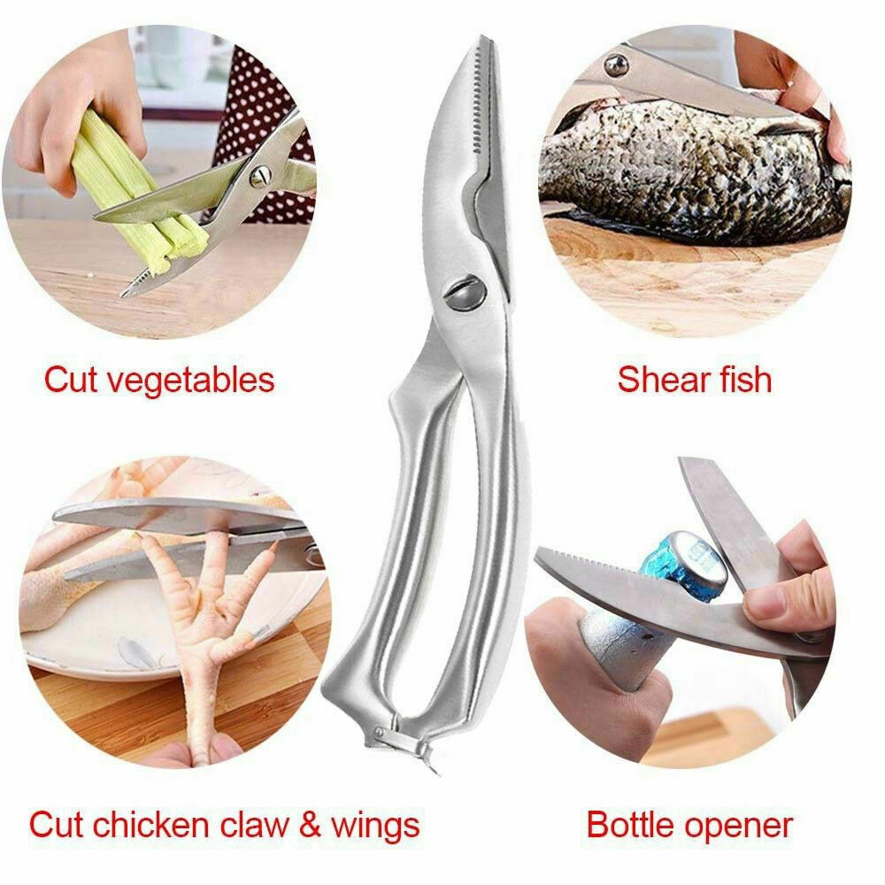 Cuchillos Tijeras de cocina de acero inoxidable Tijeras para cortar huesos de pollo, aves y pescado Utensilios de cocina Cuchillo japonés de chef Tijeras de acero inoxidable para cortar huesos de pollo y aves