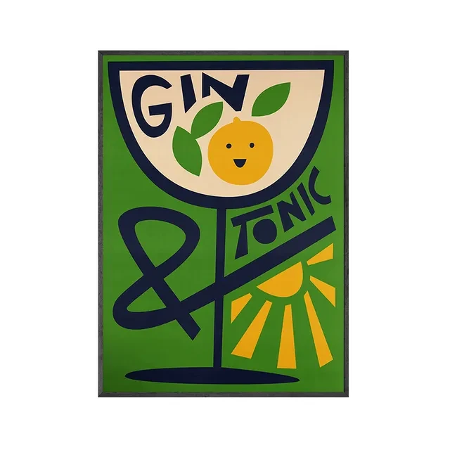 Pintura en lienzo con diseño de cóctel impreso en la cocina