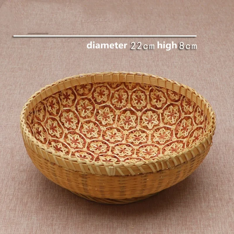 Cesta de fruta de bambú para almacenar frutas, cesta de ratán para cocina y hogar.