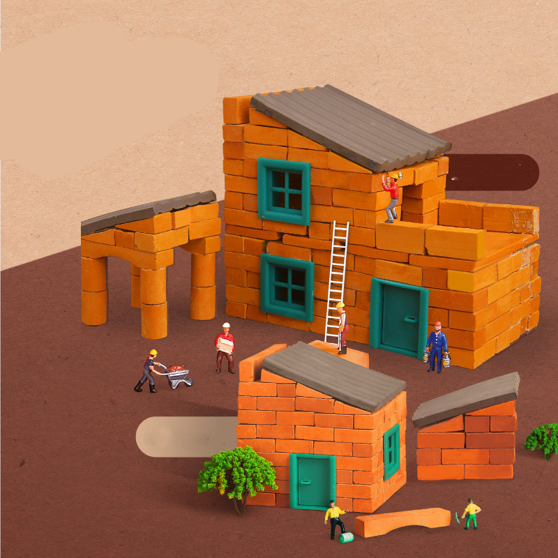 Juguetes para niños hechos a mano, modelos para construir casas, juguetes para jugar a las casitas