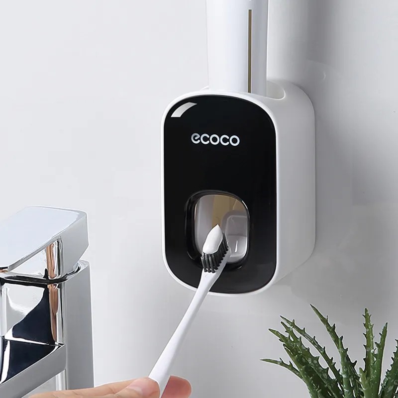 Dispensador automático de pasta de dientes y soporte para cepillos de dientes