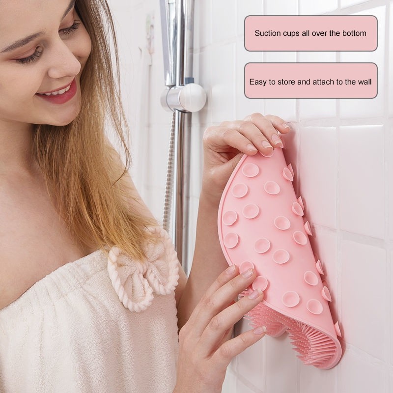 Almohadilla de masaje para ducha con soporte de pared para frotar la espalda
