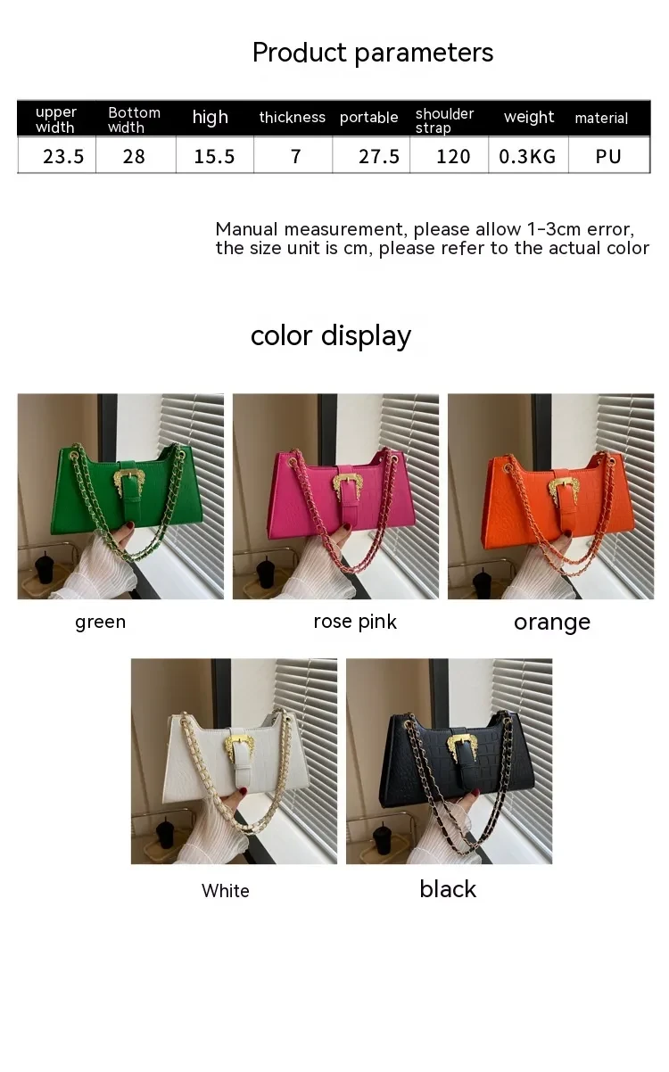 Bolso de hombro con cadena sencilla para mujer, estilo informal, cruzado, pequeño, cuadrado