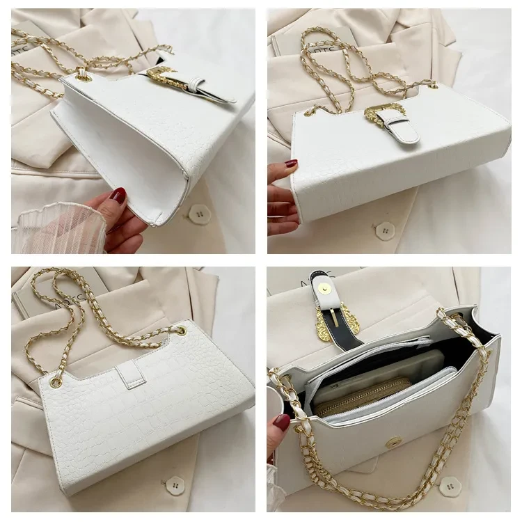 Bolso de hombro con cadena sencilla para mujer, estilo informal, cruzado, pequeño, cuadrado