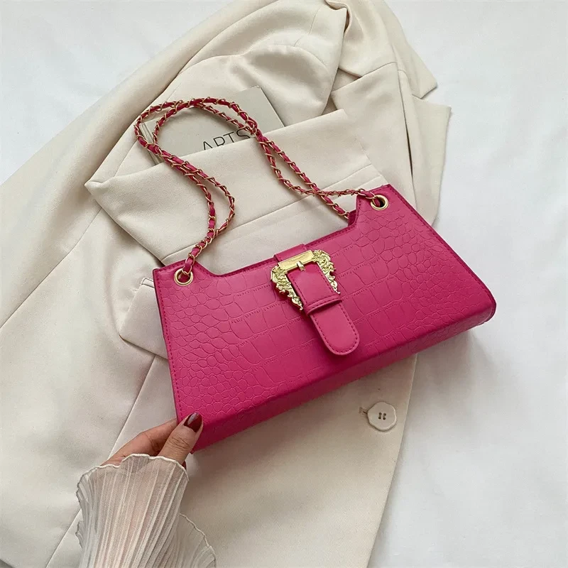 Bolso de hombro con cadena sencilla para mujer, estilo informal, cruzado, pequeño, cuadrado