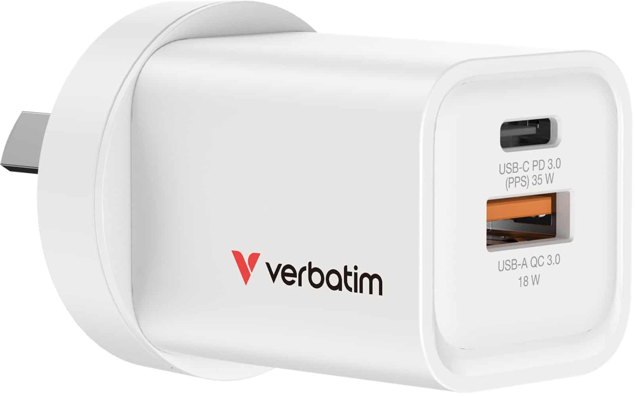 Verbatim 35W GaN Charger with 1x USB-C and 1x USB-A
