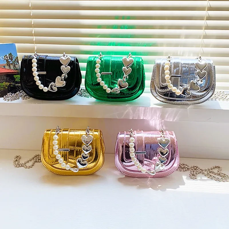 Nuevo bolso de mano Laser Pearl Saddle Girl Mini