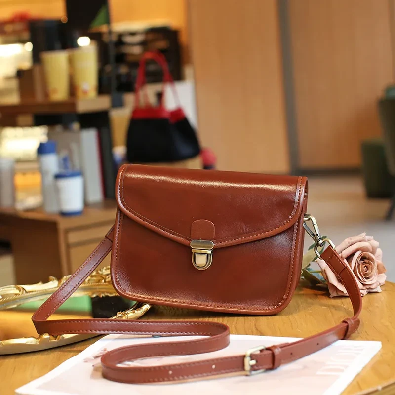 Bolso bandolera para mujer de gran capacidad de piel auténtica con gran sentido