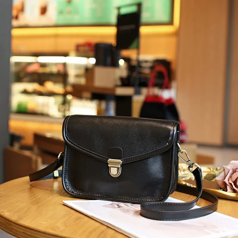 Bolso bandolera para mujer de gran capacidad de piel auténtica con gran sentido