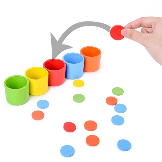 Juguetes educativos de madera para bebés, niños en edad preescolar, juegos de aprendizaje para niños, taza para clasificar colores