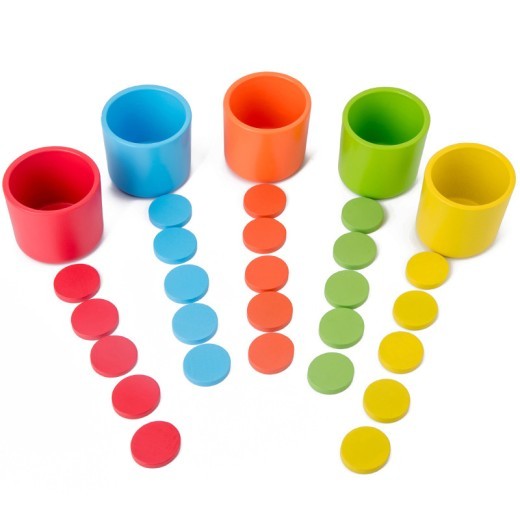 Juguetes educativos de madera para bebés, niños en edad preescolar, juegos de aprendizaje para niños, taza para clasificar colores