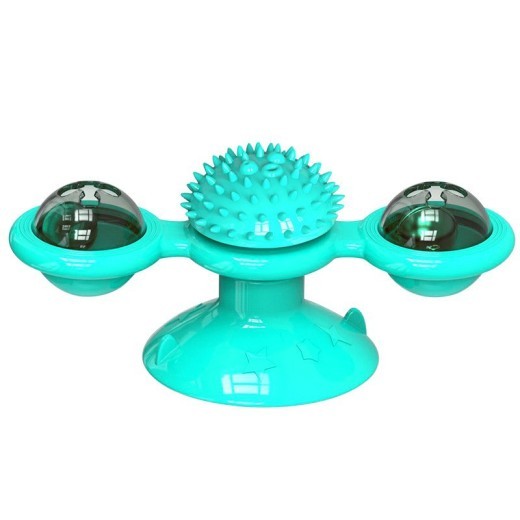 Muñeco de peluche para gato, juguete interactivo con hierba gatera, molino de viento y hierba gatera para gatos de interior, divertido juguete con luz LED, bola con ventosa y hierba gatera para ejercicio de masticación.