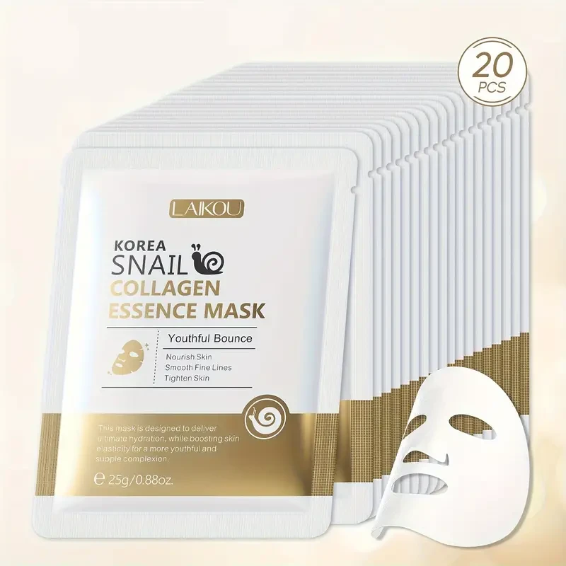 LAIKOU - 20 mascarillas hidratantes para todo tipo de piel - Vitamina C, esencias de caracol y sakura | Hidratantes y nutritivas | Hipoalergénicas | Regalo perfecto para San Valentín y Navidad