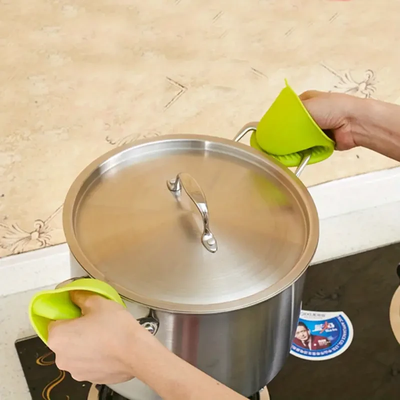 Juego de 2 manoplas de silicona para horno, resistentes al calor, de goma, para freidora de aire y mini ollas, para cocinar y hornear.