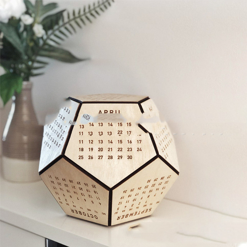 Calendario de madera dodecaedro regalo de Navidad