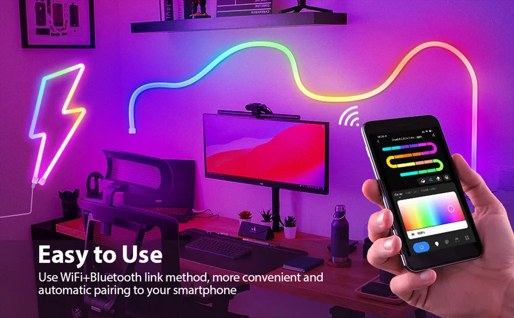 Luz LED inteligente con control de aplicaciones y tira de neón para grafiti