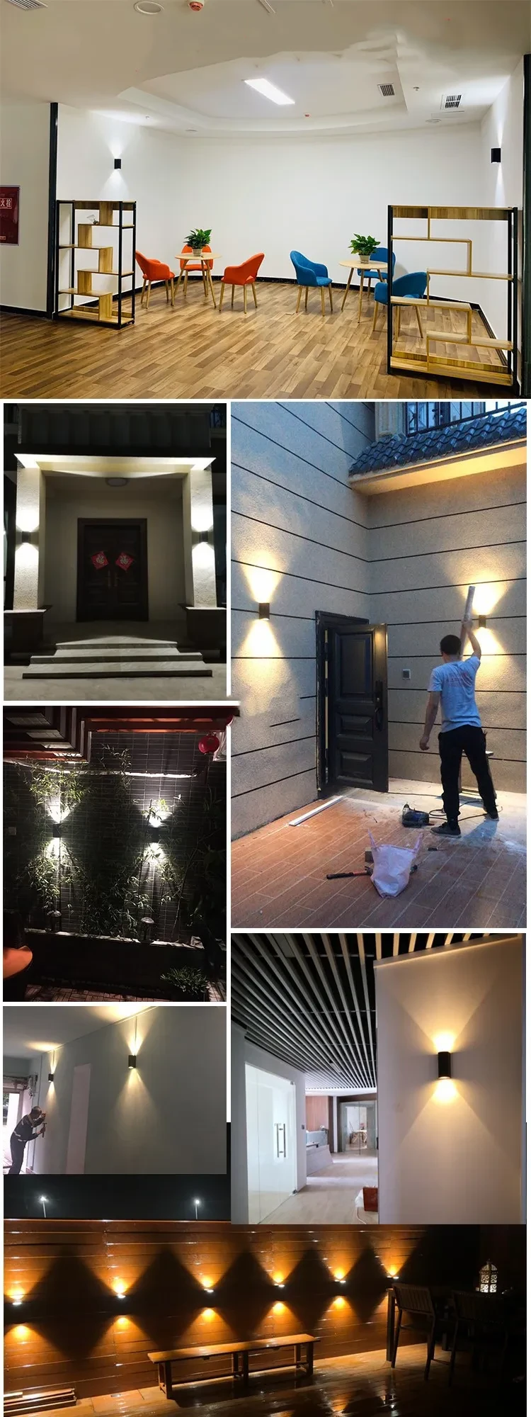 Lámpara de pared exterior LED para pasillo, arriba y abajo, para dormitorio y mesita de noche