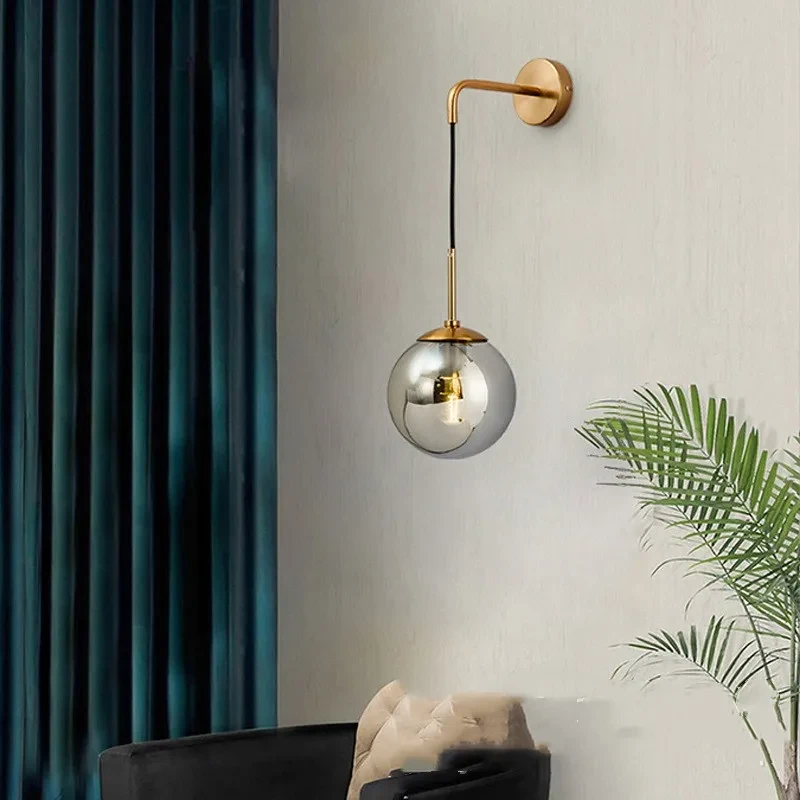 Lámpara de pared de cristal nórdica para sala de estar