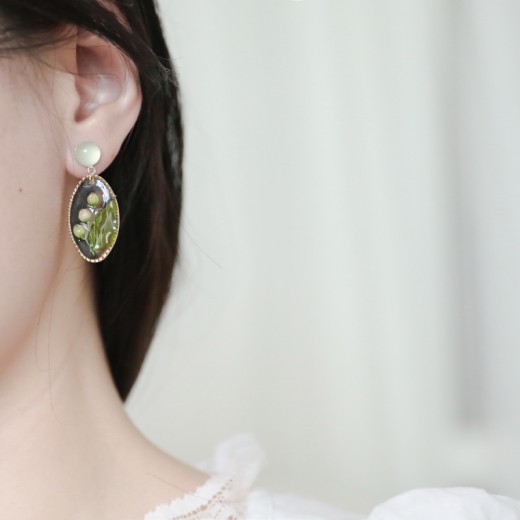 Pendientes ovalados con marco de fotos para mujer