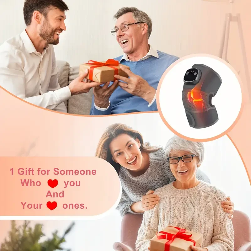 Masajeador de rodillas recargable por USB con calor y vibración ajustables: ideal para articulaciones, hombros y piernas | Equipo de spa de belleza sin olor