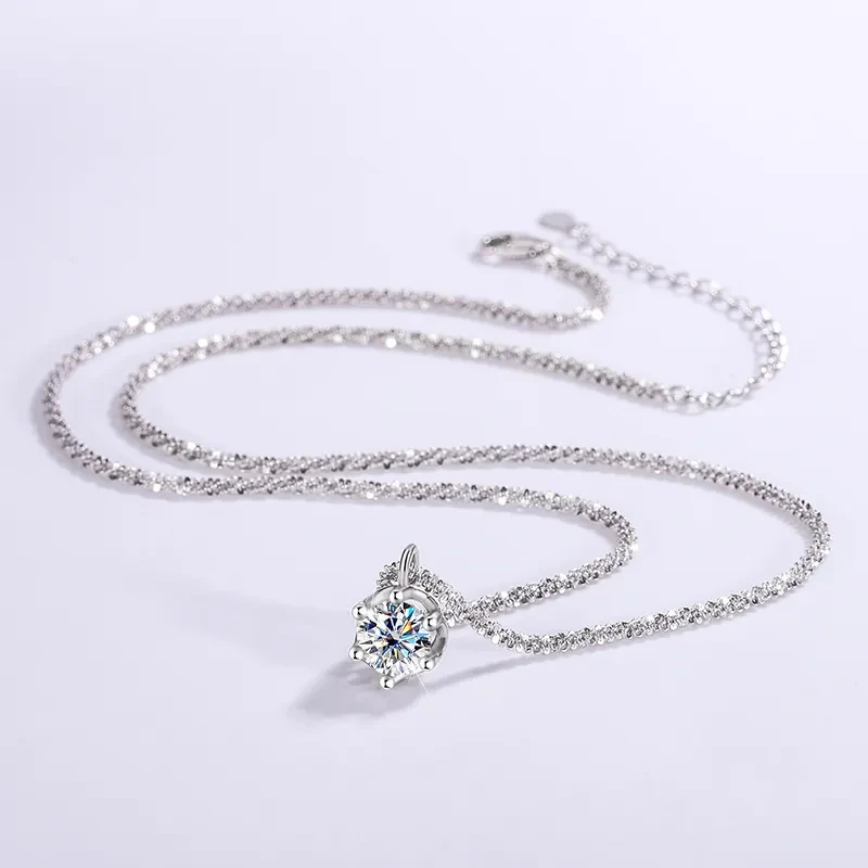 Colgante de moissanita simple de plata esterlina S925 para San Valentín, luz de lujo
