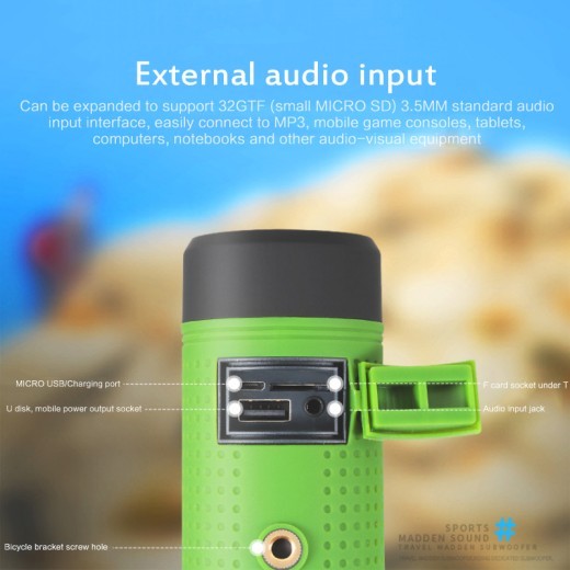 Mini altavoz Bluetooth para bicicleta al aire libre, radio, linterna, estéreo, manos libres, altavoz