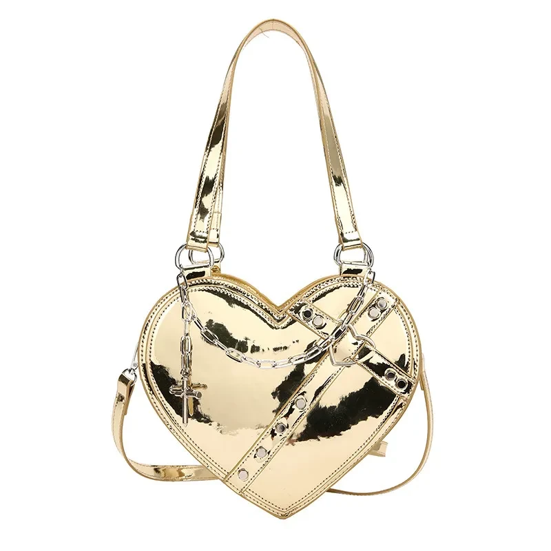 Bolso de hombro con cadena en forma de corazón de gran capacidad para mujer, ideal para el Día de San Valentín.