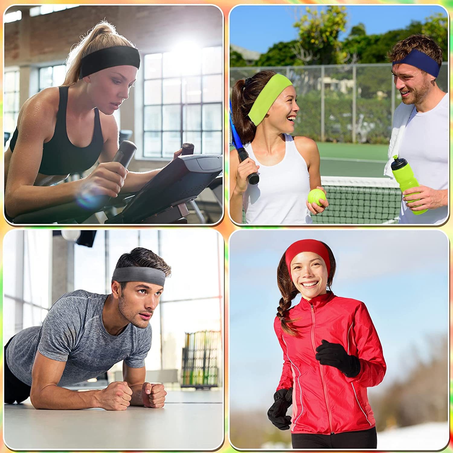 Banda para el cabello deportiva de color sólido para fitness