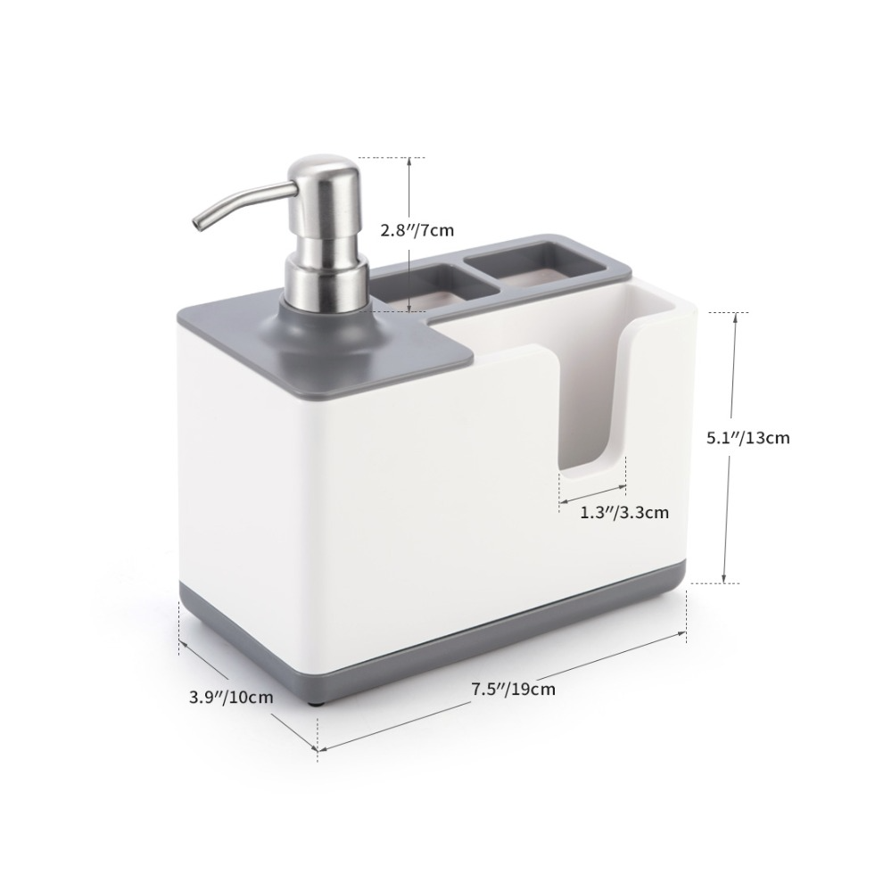 Dispensador de jabón para guardar utensilios de limpieza de cocina
