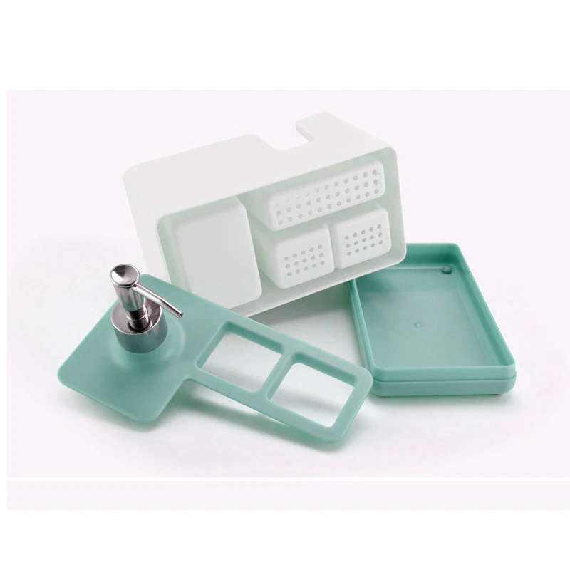 Dispensador de jabón para guardar utensilios de limpieza de cocina