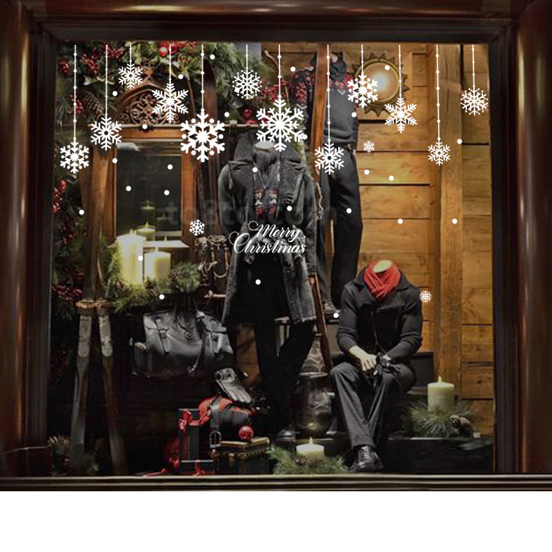 Adhesivo de pared con colgante de copo de nieve navideño