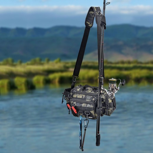 Paquete de accesorios de pesca con camuflaje verde oscuro nocturno