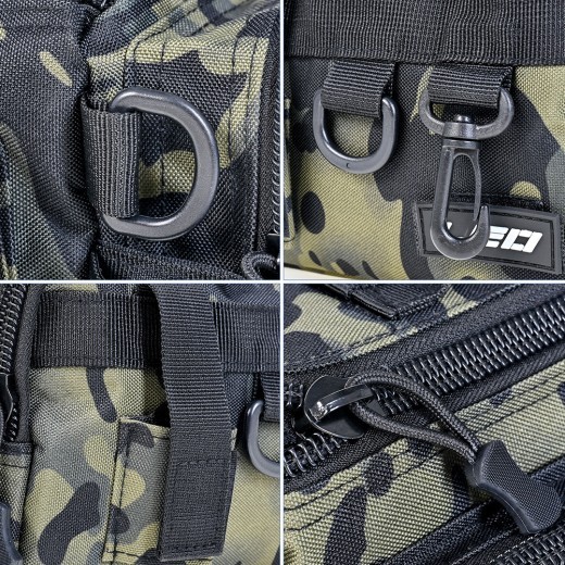 Paquete de accesorios de pesca con camuflaje verde oscuro nocturno