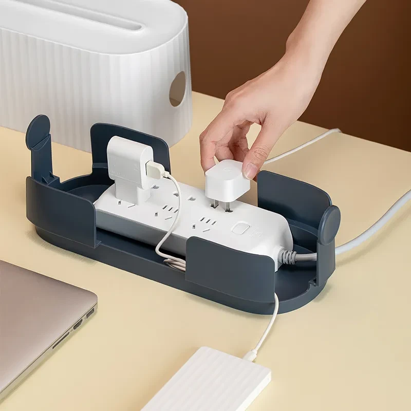 Caja de almacenamiento de cables con caja para regletas de enchufes