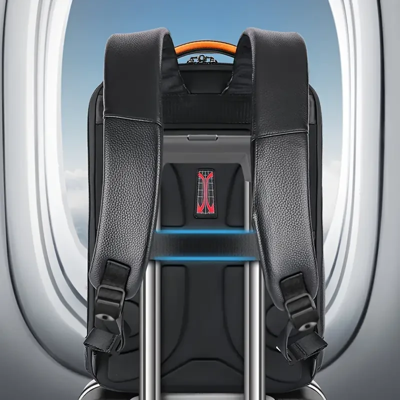 Mochila SWICKY de piel premium para hombre - Negocios y viajes, compartimento para portátil de 42,93 cm, gran capacidad