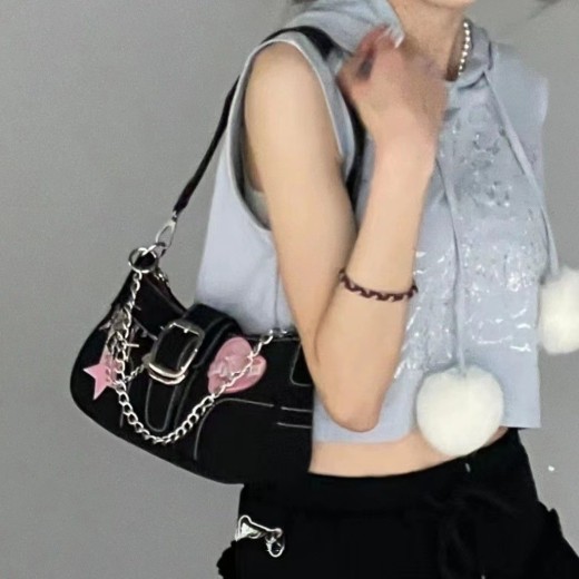 Bolso de hombro femenino de alta gama con diseño de mariposa y corazón, estilo Y2K, para chica picante