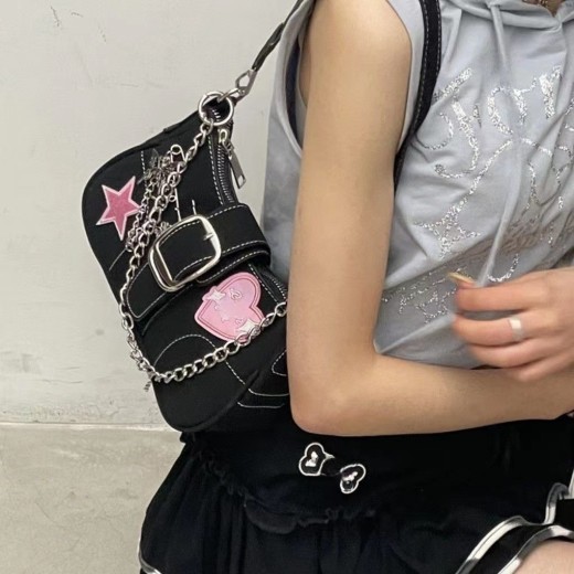 Bolso de hombro femenino de alta gama con diseño de mariposa y corazón, estilo Y2K, para chica picante