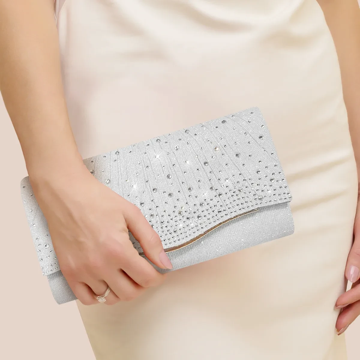 Bolso de mano para cena con diamantes de imitación para mujer, ideal para vestidos, fiestas y banquetes.