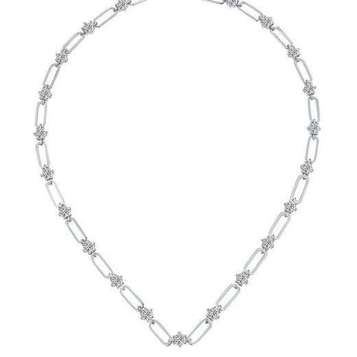 Collar con clip de plata S925 con diamantes redondos gemelos estilo Ins y cadena para clavícula