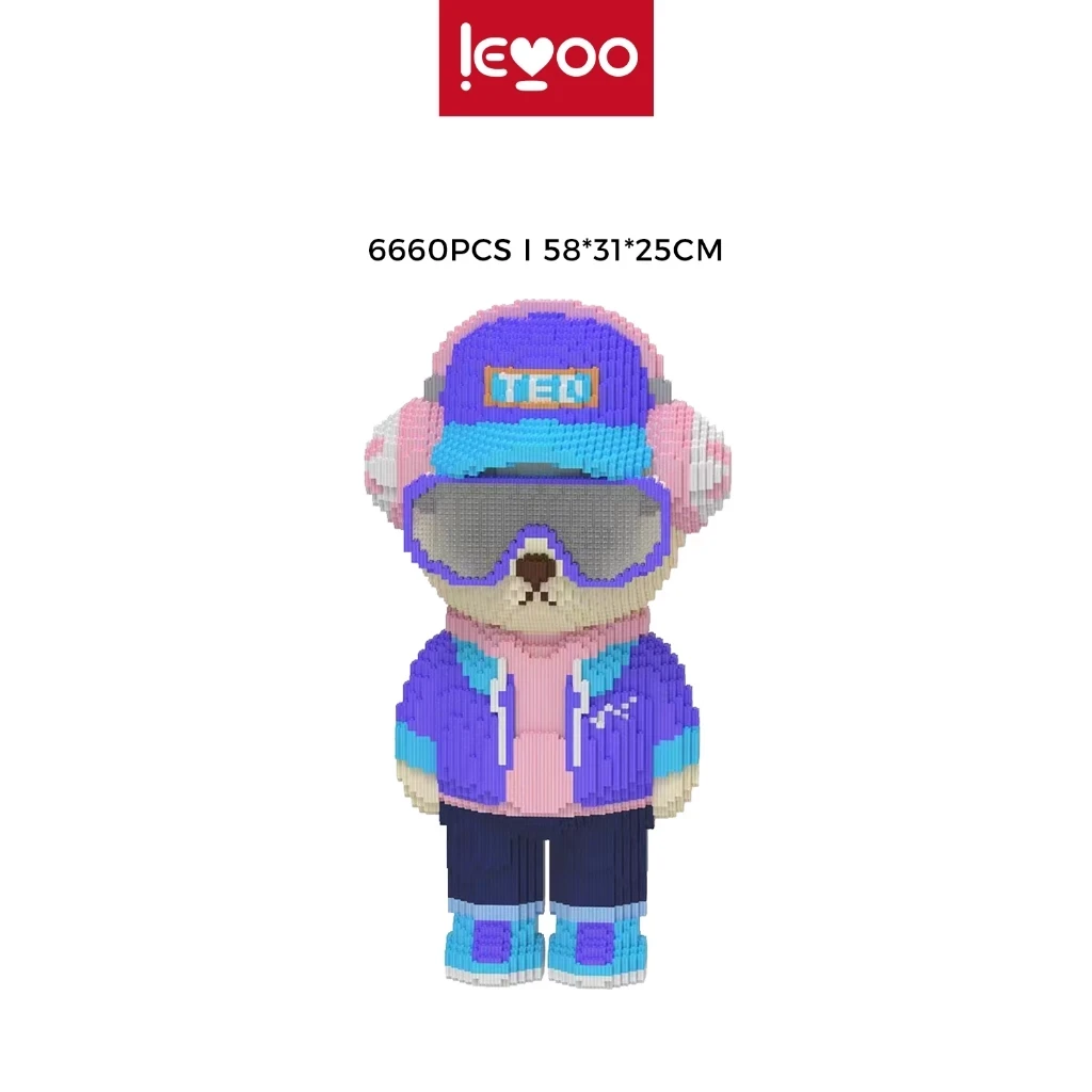 Juego de construcción de bloques de juguete con partículas, forma de oso de peluche, cardado, Ted y Fairt, divertido, súper grande