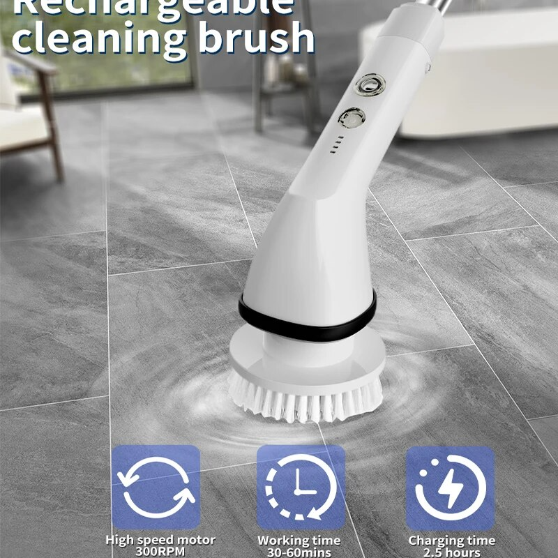 Cepillo de limpieza eléctrico inalámbrico 7 en 1, multifuncional, con mango ajustable, para cocina, baño y pecera.