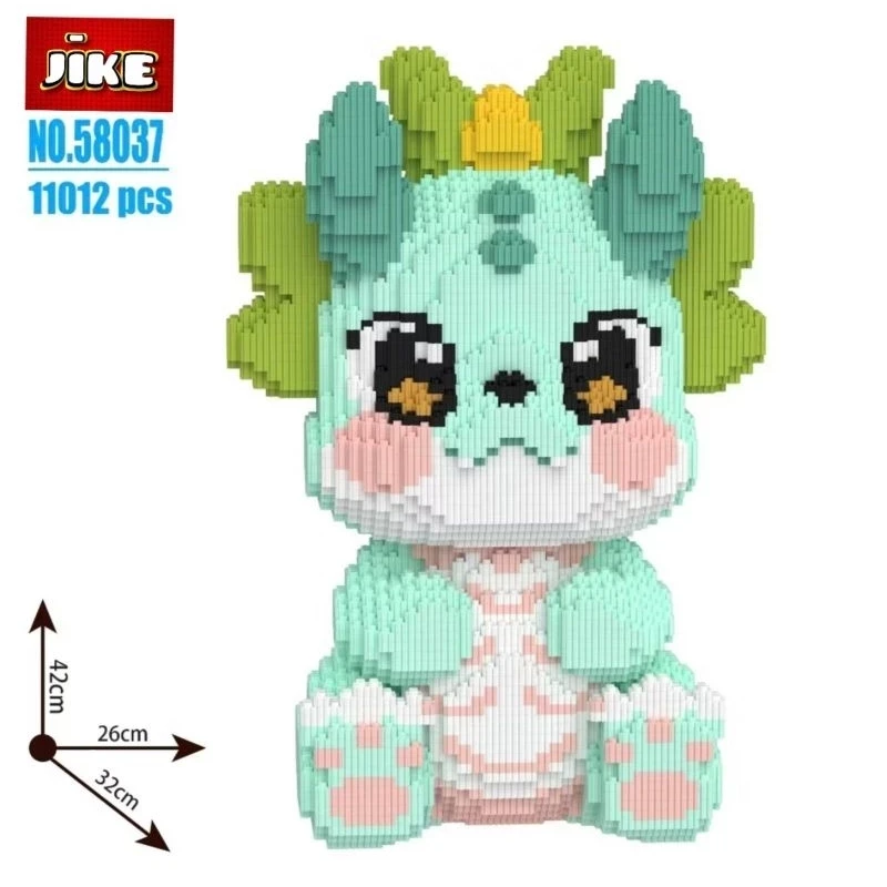 Bloques JiKE Nano Serie BIG DRAGON, modelo 3D, bloques apilables de dragón de juguete, bloques de construcción DIY