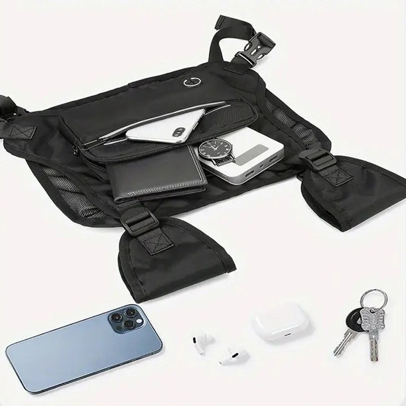 Ciclismo al aire libre, deportes, fitness, chaleco para correr, bolsa de pecho, bolsillo de malla reflectante ajustable, bolsa de pecho transpirable, ideal para correr, ciclismo, montañismo al aire libre, viajes