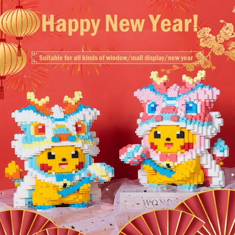 Bloque nano Pikachu Barongsai | Bloque educativo de bloques nano, bloque de Pikachu, bloque de adorno