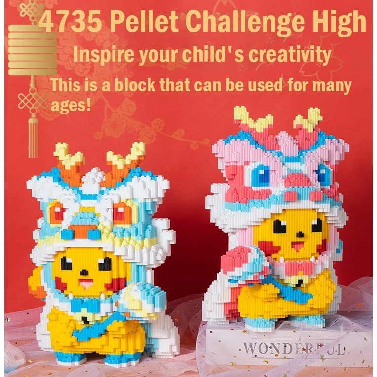Bloque nano Pikachu Barongsai | Bloque educativo de bloques nano, bloque de Pikachu, bloque de adorno