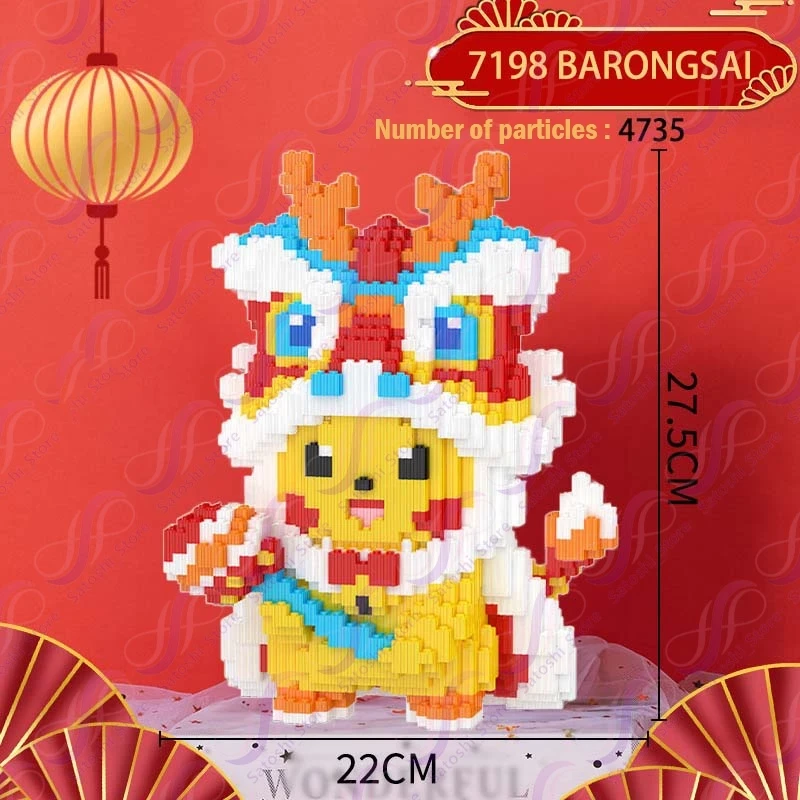 Bloque nano Pikachu Barongsai | Bloque educativo de bloques nano, bloque de Pikachu, bloque de adorno