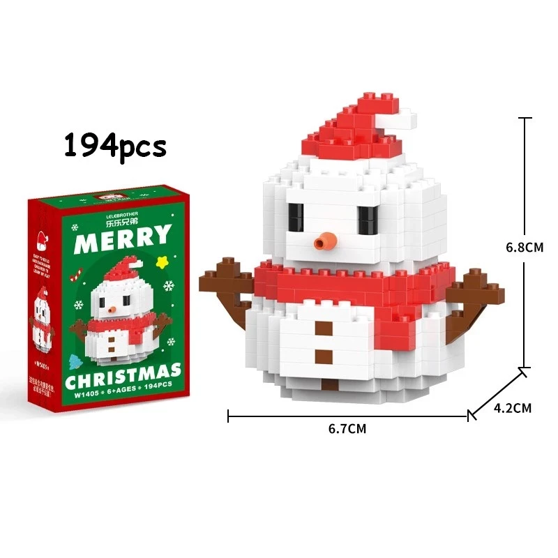 Bloques de construcción apilables de Navidad, bloques de construcción de muñeco de nieve, regalo educativo, juguetes navideños de nanobloques para bebés