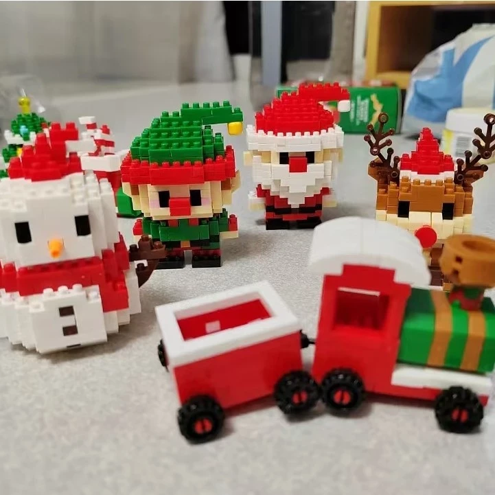 Bloques de construcción apilables de Navidad, bloques de construcción de muñeco de nieve, regalo educativo, juguetes navideños de nanobloques para bebés